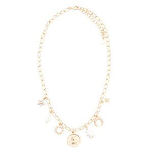 LUNA NORTE Gold/mother Of Pearl Virgo Charm Necklace